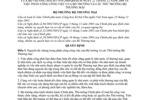 Quyết định 1916/2004/QĐ-BTM  phân công công việc  Bộ trưởng Thứ trưởng Bộ Thương mại