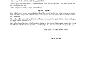 Quyết định 236/2004/QĐ-UB bãi bỏ khu vực cấm địa điểm cấm cố định Lâm Đồng