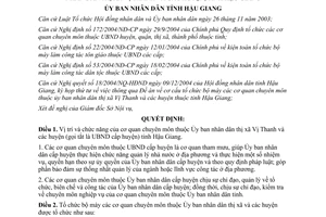 Quyết định 172/2004/QĐ-UB tổ chức bộ máy cơ quan chuyên môn ủy ban nhân Vị Thanh và các huyện Hậu Giang