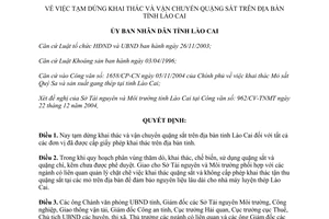 Quyết định 809/QĐ-UB năm 2004 tạm dừng khai thác vận chuyển quặng sắt Lào Cai
