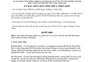 Quyết định 4335/2004/QĐ-UBND chức năng nhiệm vụ Đài Phát thanh truyền hình Huế