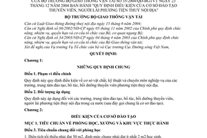 Quyết định 35/2004/QĐ-BGTVT điều kiện cơ sở đào tạo thuyền viên, người lái phương tiện thuỷ nội địa