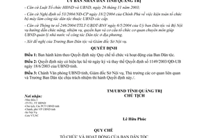 Quyết định số 3629/QĐ-UB Quy chế tổ chức và hoạt động của Ban Dân tộc