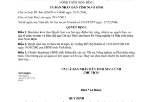 Quyết định 3163/2004/QĐ-UB nhiệm vụ quyền hạn Chi cục Thủy sản Ninh Bình