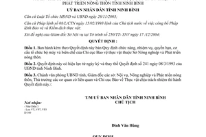 Quyết định 3158/2004/QĐ-UB nhiệm vụ quyền hạn Chi cục Bảo vệ thực vật Ninh Bình