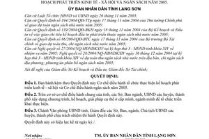 Quyết định 58/2004/QĐ-UB Cơ chế điều hành tổ chức kế hoạch phát triển kinh tế - xã hội ngân sách 2005