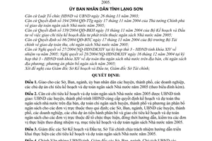 Quyết định 57/2004/QĐ-UB giao chỉ tiêu kế hoạch dự toán ngân sách Nhà nước 2005