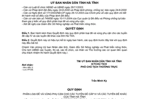 Quyết định 105/2004/QĐ/UB-NL1  phân loại đê vùng phụ cận