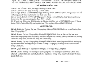 Quyết định 214/2004/QĐ-TTg thành lập Trường Đại học Công nghiệp thành phố Hồ Chí Minh