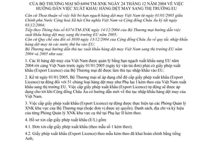 Thông báo 6494/TM-XNK hướng dẫn xuất khẩu hàng dệt may sang EU