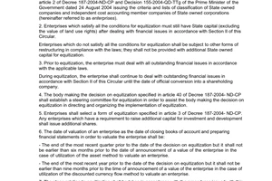 Circular No. 126/2004/TT-BTC of December 24th, 2004, providing guidelines for implementation of Decree 187/2004/ND-CP of The Government dated 16 November 2004 on conversion of state owned companies into shareholding companies.
