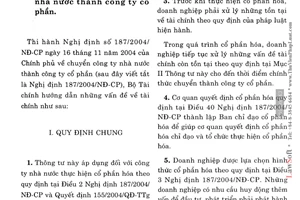 Thông tư 126/2004/TT-BTC chuyển công ty nhà nước công ty cổ phần hướng dẫn Nghị định 187/2004/NĐ-CP