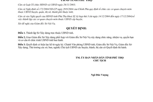 Quyết định 4010/2004/QĐ-UB thành lập Sở Xây Dựng Phú Thọ