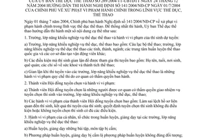 Thông tư 289/2004/TT-UBTDTT xử phạt vi phạm hành chính thể dục, thể thao hướng dẫn Nghị định 141/2004/NĐ-CP