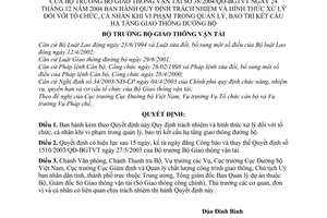 Quyết định 38/2004/QĐ-BGTVT trách nhiệm hình thức xử lý tổ chức, cá nhân vi phạm quản lý, bảo trì kết cấu hạ tầng giao thông đường bộ