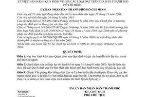Quyết định 316/2004/QĐ-UB giá đất thành phố Hồ Chí Minh