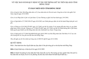 Quyết định 104/2004/QĐ.UB Quy định thu phí trông giữ xe