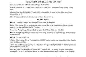 Quyết định 335/2004/QĐ-UB thành lập Phòng Công chứng số 2 trực thuộc Sở Tư pháp Cần Thơ