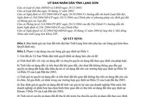 Quyết định 64/2004/QĐ-UB giá đất Tỉnh Lạng Sơn