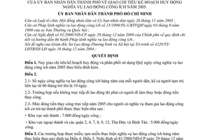 Quyết định 337/2004/QĐ-UB chỉ tiêu kế hoạch huy động nghĩa vụ lao động công ích 2005