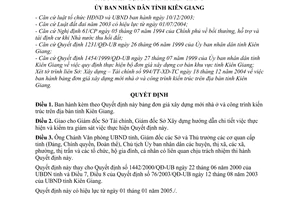 Quyết định 104/2004/QĐ-UB bảng đơn giá xây dựng mới nhà ở công trình kiến trúc trên địa bàn tỉnh Kiên Giang