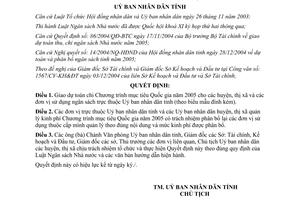 Quyết định 5126/2004/QĐ-UB giao dự toán Chương trình mục tiêu quốc gia năm 2005 Bến Tre