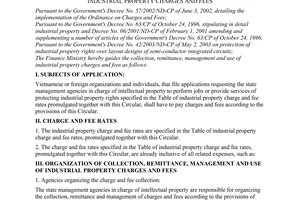 Circular No.132/2004/TT-BTC of December 30, 2004 guiding the collection, remittance, management and use of industrial property charges and fees