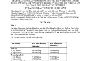 Quyết định 336/2004/QĐ-UB mức thu học phí trường,phổ thông bán công,tăng cường Tin học điều tiết học phí công lập ngành GDĐT thành phố