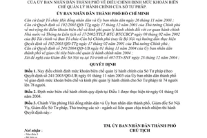 Quyết định 345/2004/QĐ-UB điều chỉnh định mức khoán biên chế quản lý hành chính Sở Tư pháp