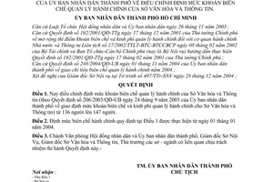 Quyết định 344/2004/QĐ-UB điều chỉnh định mức khoán biên chế quản lý hành chính Sở Văn hóa và Thông tin