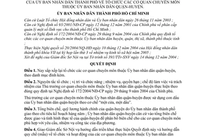 Quyết định 341/2004/QĐ-UB tổ chức cơ quan chuyên môn thuộc ủy ban nhân dân quận-huyện