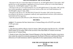 Decision No. 1716/QD-NHNN of December 31, 2004, on the base interest rate in Vietnam dong