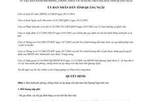 Quyết định 280/2004/QĐ-UB phí phòng chống chống thiên tai Quảng Ngãi
