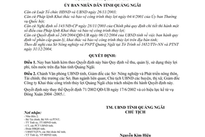 Quyết định 282/2004/QĐ-UB  thu, quản lý, sử dụng thủy lợi phí, tiền nước trên địa bàn tỉnh Quảng Ngãi