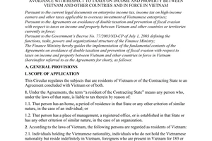 Circular No. 133/2004/TT-BTC of December 31, 2004 guiding the implementation of the agreements on double taxation avoidance with respect to taxes on income and property between Vietnam and other countries and in force in Vietnam