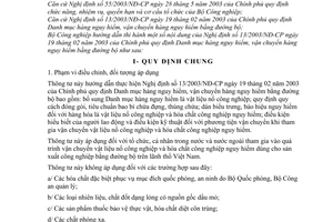 Thông tư 02/2004/TT-BCN danh mục hàng nguy hiểm vận chuyển hàng nguy hiểm đường bộ hướng dẫn thực hiện Nghị định 13/2003/NĐ-CP