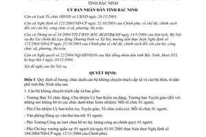 Quyết định 229/2004/QĐ-UB số lượng chế độ phụ cấp hàng tháng cán bộ không chuyên trách Bắc Ninh