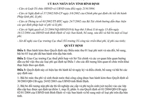 Quyết định 146/2004/QĐ-UB sửa đổi bãi bỏ một số loại phí Bình Định