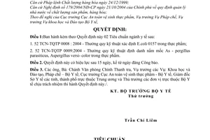 Quyết định 4871/2004/QĐ-BYT 2 Tiêu chuẩn ngành Y tế