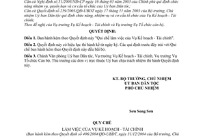 Quyết định 406/2004/QĐ-UBDT  qui chế làm việc vụ kế hoạch - tài chính