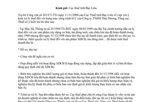 Công văn 35TCT/DNK thuế hạng mục công trình lô C của Công ty TNHH Thái Dương