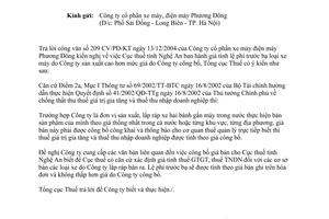 Công văn 20TCT/DNK giá bán xe hai bánh gắn máy