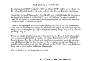 Công văn 33TCT/DNK giá bán hoạt động kinh doanh xe ôtô, xe hai bánh gắn má