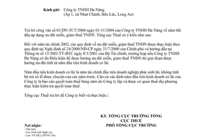 Công văn 17TCT/ĐTNN ưu đãi miễn, giảm thuế thu nhập doanh nghiệp