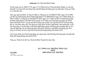 Công văn 69TCT/DNNN thuế công trình xây dựng chùa, nhà thờ bằng tiền đóng góp của nhân dân