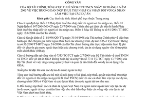 Công văn 94/TCT/TNCN hướng dẫn nộp thuế thu nhập cá nhân cá nhân làm việc tại các dự án
