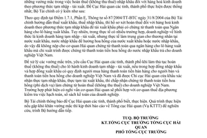 Công văn 12868/BTC-TCHQ xử lý hoàn thuế nhập khẩu hàng tạm nhập-tái xuất