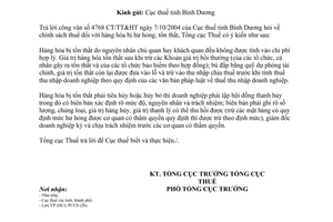 Công văn 102TCT/PCCS thuế hàng hóa bị hư hỏng, tổn thất