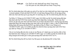 Công văn 324TC/TCT thuế suất thuế giá trị gia tăng mặt hàng Mangan Dioxit