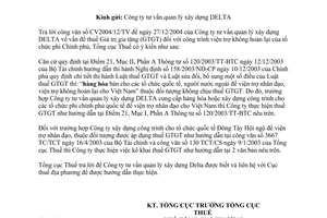 Công văn 128TCT/ĐTNN thuế Giá trị gia tăng (GTGT) công trình viện trợ không hoàn lại của tổ chức phi Chính phủ